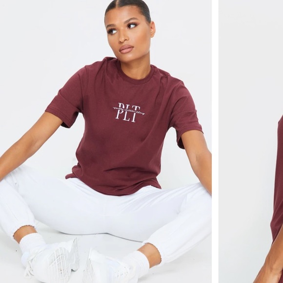 NEW PLT Pretty Little Thing - Rust Embroidered T-Shirt - MEDIUM - Picture 11 of 12